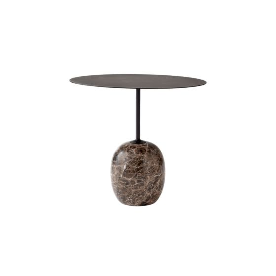Lato Side Table LN9 Oval Ø40x50 H45 - Emperador Marble Base/Steel Warm Black