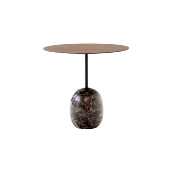 Lato Side Table LN9 Oval Ø40x50 H45 - Emperador Marble Base/Lacquered Walnut