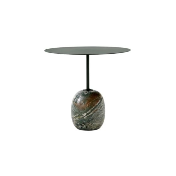 Lato Side Table LN9 Oval Ø40x50 H45 - Verde Alpi Marble Base/Steel Deep Green