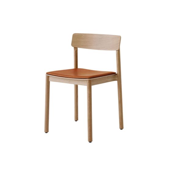 Betty Side Chair TK3 Seat upholstered Lacquered solid oak frame Tailor Leather Cognac
