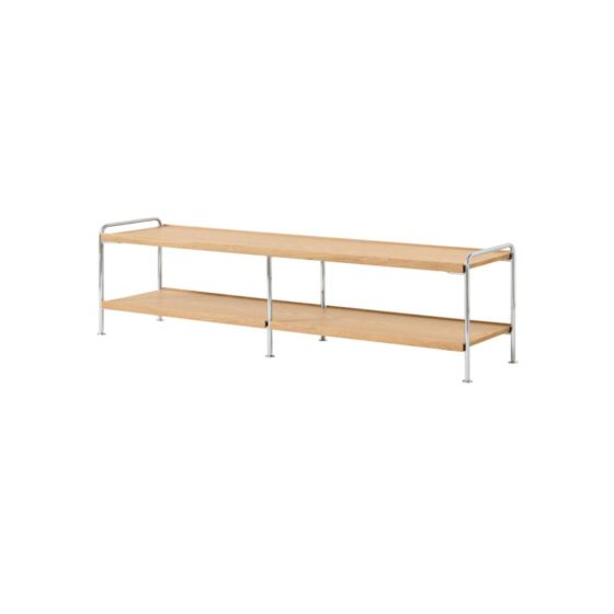 Alima Shelf NDS4  W162 H42 CM - Chrome Frame / Lacquered Oak Shelves