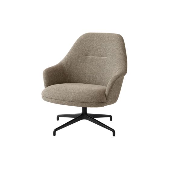 Rely Lounge Chair HW139 High Back with Arms - Black 4-star Swivel Base / Upholstery Clay 009