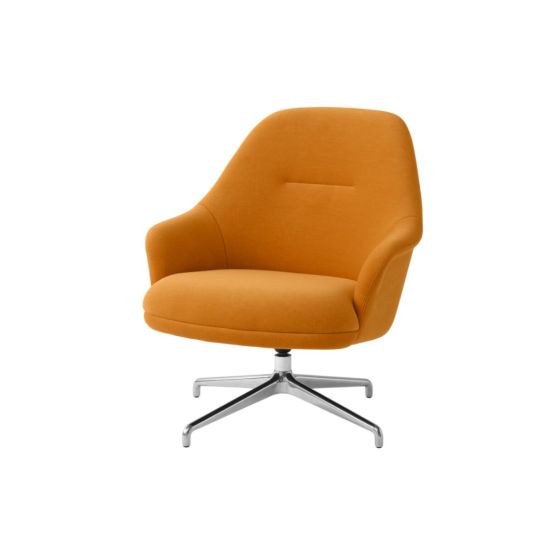 Rely Lounge Chair HW139 High Back with Arms - Polished Aluminium 4-star Swivel Base / Upholstery Gentle 0443
