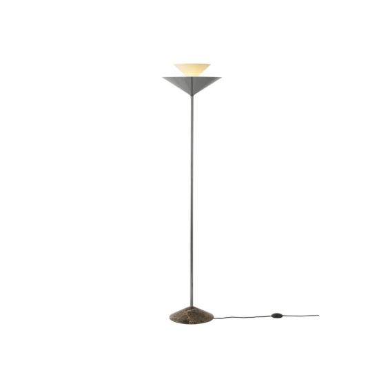 Gio Floor Lamp LN28 - Emperador Marble Base / Dark Chrome & Ecru White