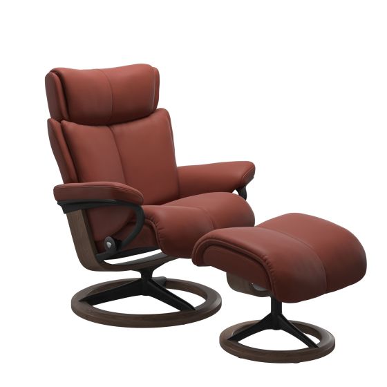Stressless Magic Classic Set with Computer Table M - Paloma henna Leather - Wenge Chrome - Matt Black
