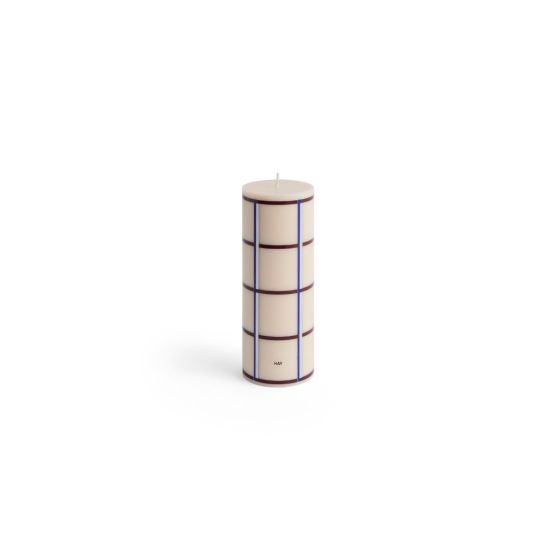 Column Candle-Medium-Off-white, bordeaux, blue and silver
