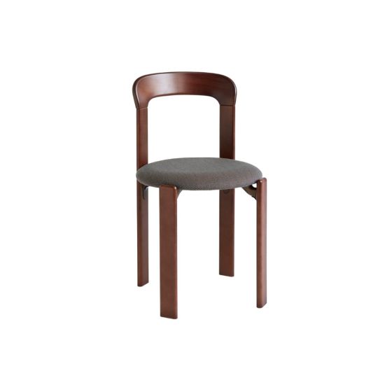 Rey chair 4 leg base standard glider - Umber brown water-based lacquered beech seat upholstery-steel cut trio-376