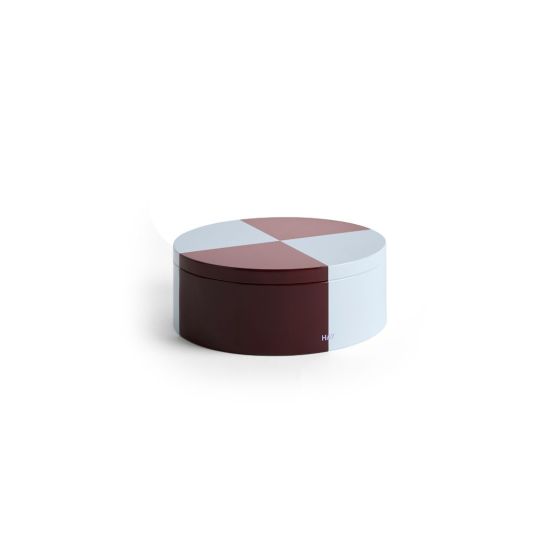 Tin Container-Round-Burgundy and ice blue