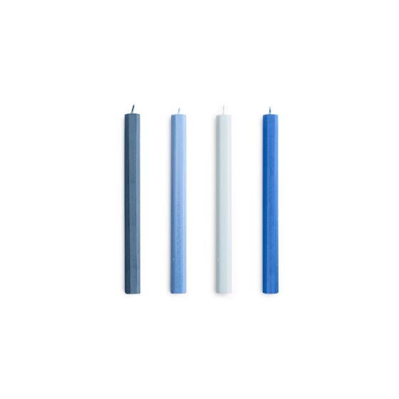 Hexagon Candle-Blues, Set of 4