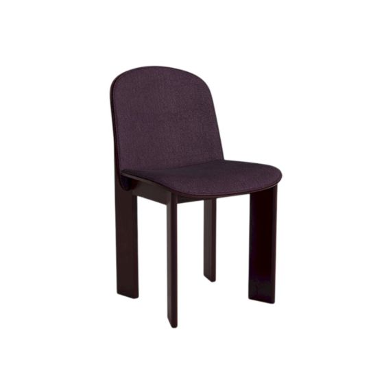 Chisel 65 Dining Chair - Dark Bordeaux Lacquered Beech / Front Upholstery Turf Burgundy