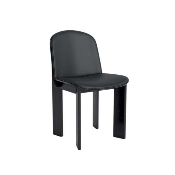 Chisel 65 Dining Chair - Black Lacquered Oak / Front Upholstery Grano Leather Black