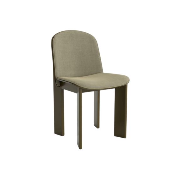 Chisel 65 Dining Chair - Green Umber Lacquered Beech / Front Upholstery Linara 313