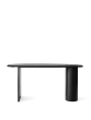The Eclipse W160 Desk - Dark Oiled Polished Oak/Black Round Steel Columne