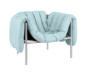 Puffy Lounge Chair - Light Blue Leather / Stainless