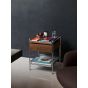 Alima Side Table NDS3 W44 D42 H55 CM - Chrome Frame /  Lacquered Walnut Tray