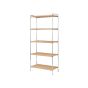Alima Shelf NDS6 W83 H174 CM - Chrome Frame / Lacquered Oak Shelves