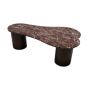 Rosso Levanto Marble Top and Wooden Base Coffee Table