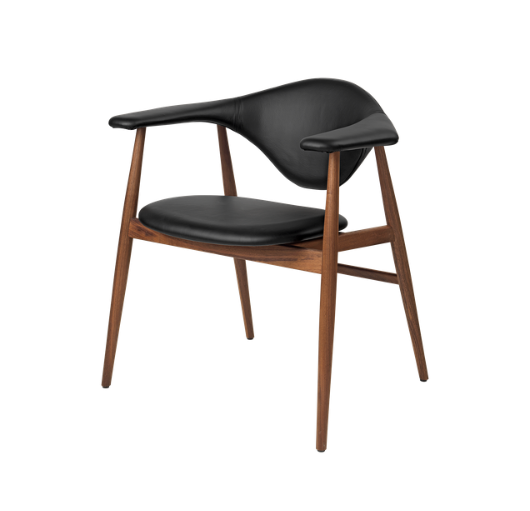 Masculo Dining Chair - Fully Upholstered, Wood Base - American Walnut/Upholstery (Linea, Nevotex (622, Standard)))