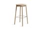 Soft Edge82 H75 Bar Stool - Water Based Lacquered Oak, 4 Leg Base Stainless Steel/Oak Veneer Seat