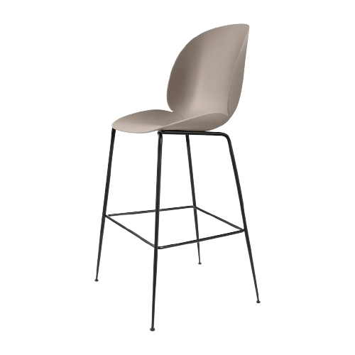 Beetle Bar 75 Chair - Black Matt/New Beige, Plastic Glides