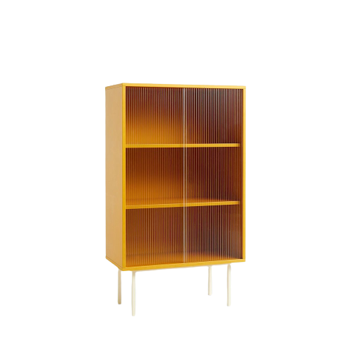 Colour Cabinet w. Glass Doors Tall - Yellow